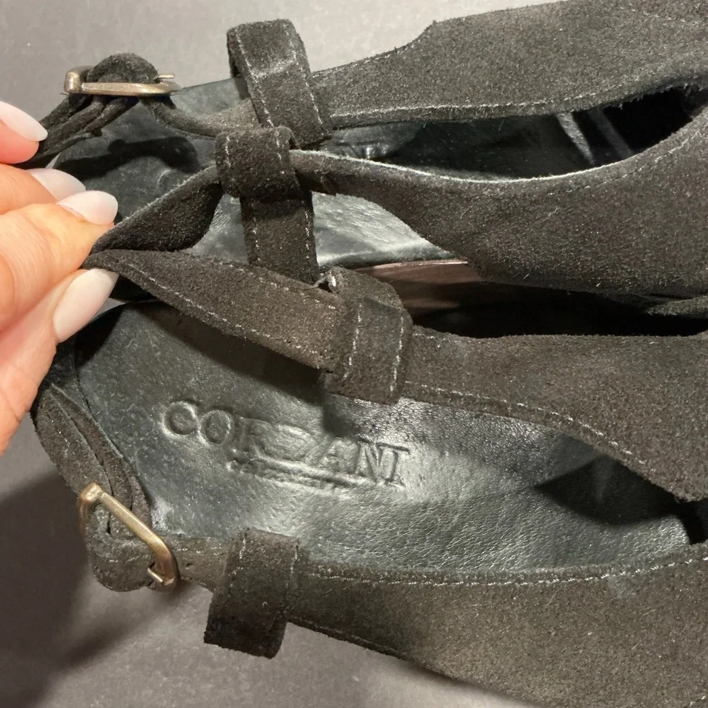 Cordani Josie Black Suede Platform Wedge Sandals